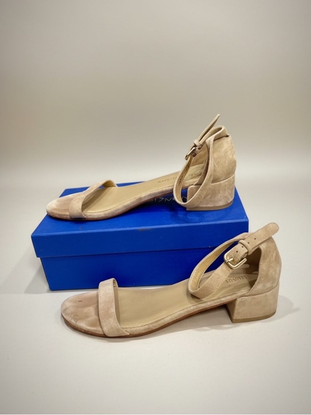 Stuart Weitzman Nudist June Low Block Heel Sandal Size 11